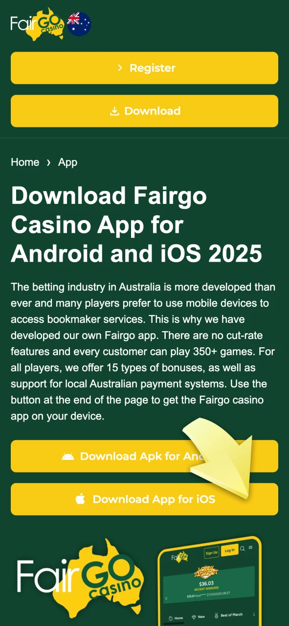 Click on the button to go to the official Fairgo website.