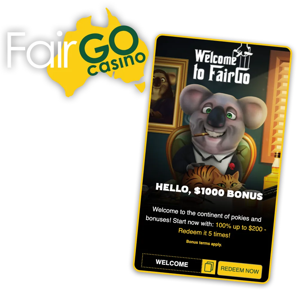 Register at Fairgo Casino now and get a welcome bonus.