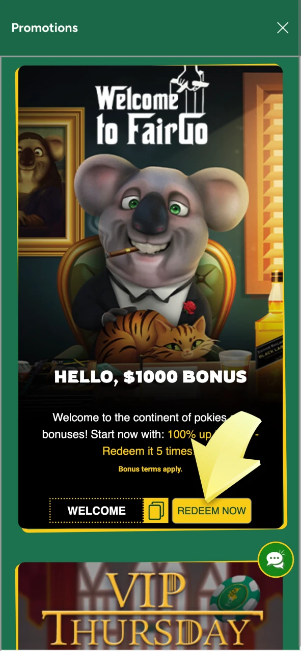 Choose your offer and receive the Fairgo bonus.