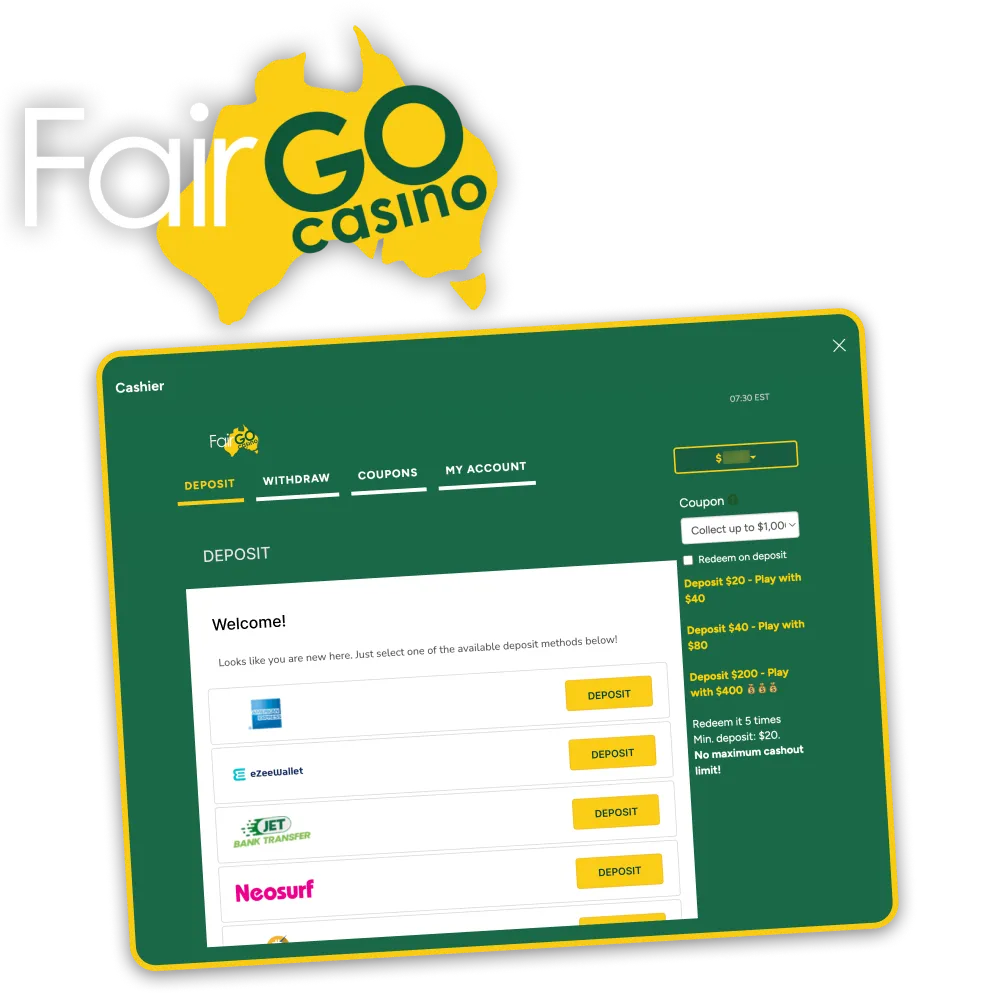 Make a Fairgo Casino deposit and get a bonus.