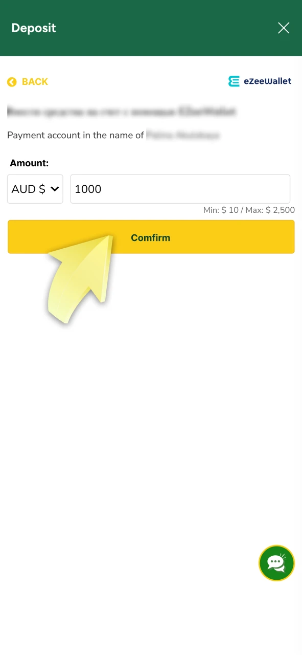 Complete the Fairgo Casino deposit procedure.