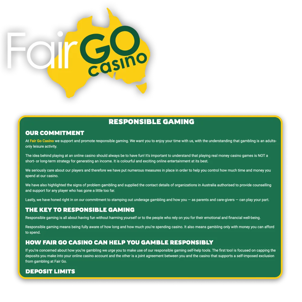 Fair Go Casino prioritizes and encourages responsible gaming.