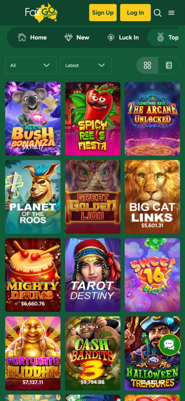 Visit the casino section of the Fairgo app.
