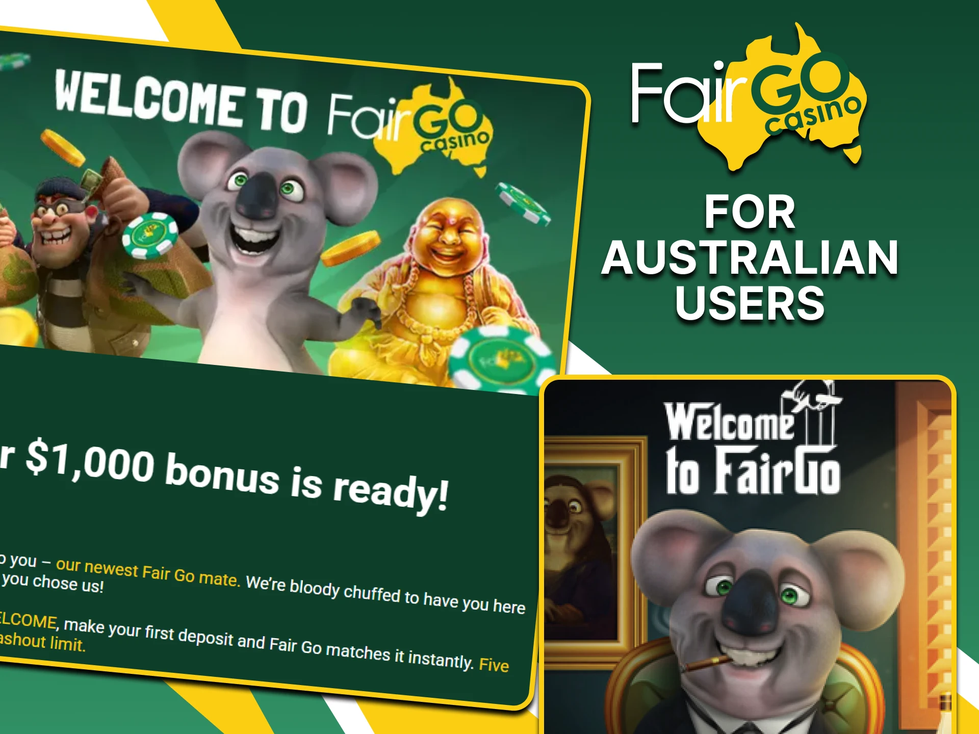Fairgo offers bonuses to Australian users.