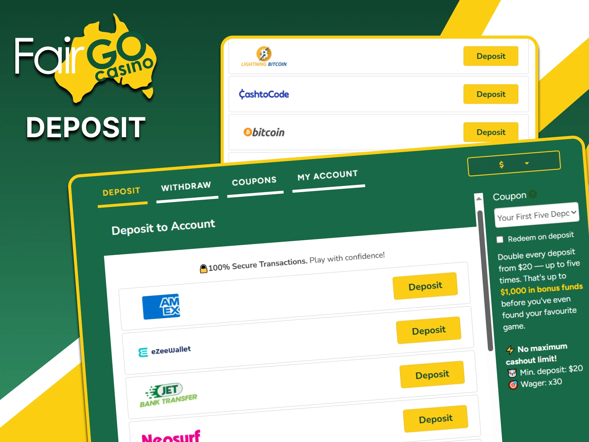 Fairgo offers convenient ways to top up your deposit.