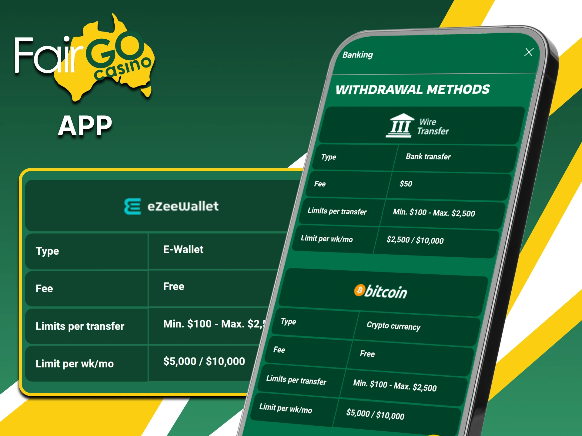 Choose a convenient withdrawal method in the Fairgo app.