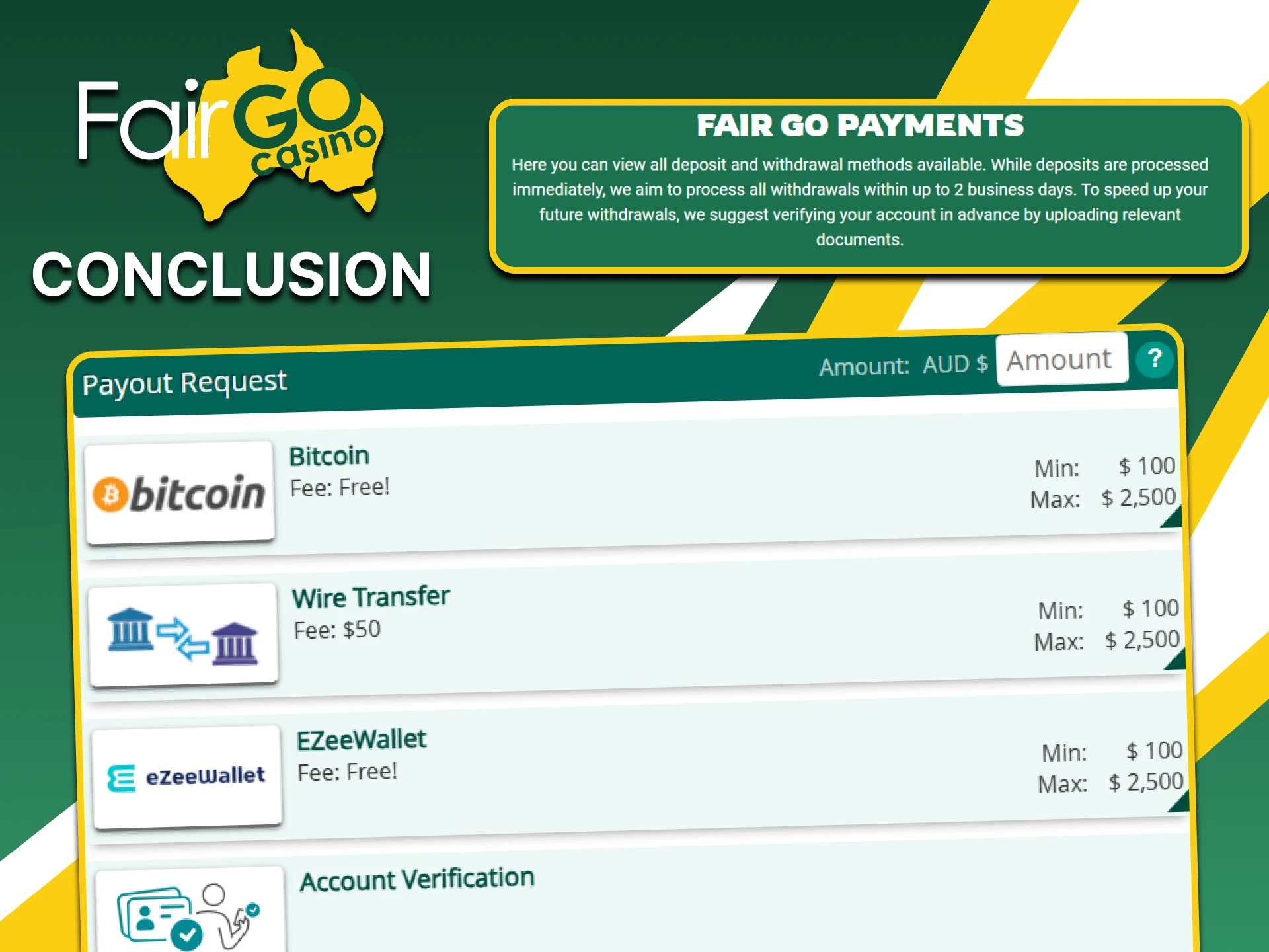 You can easily withdraw funds on the Fairgo website.