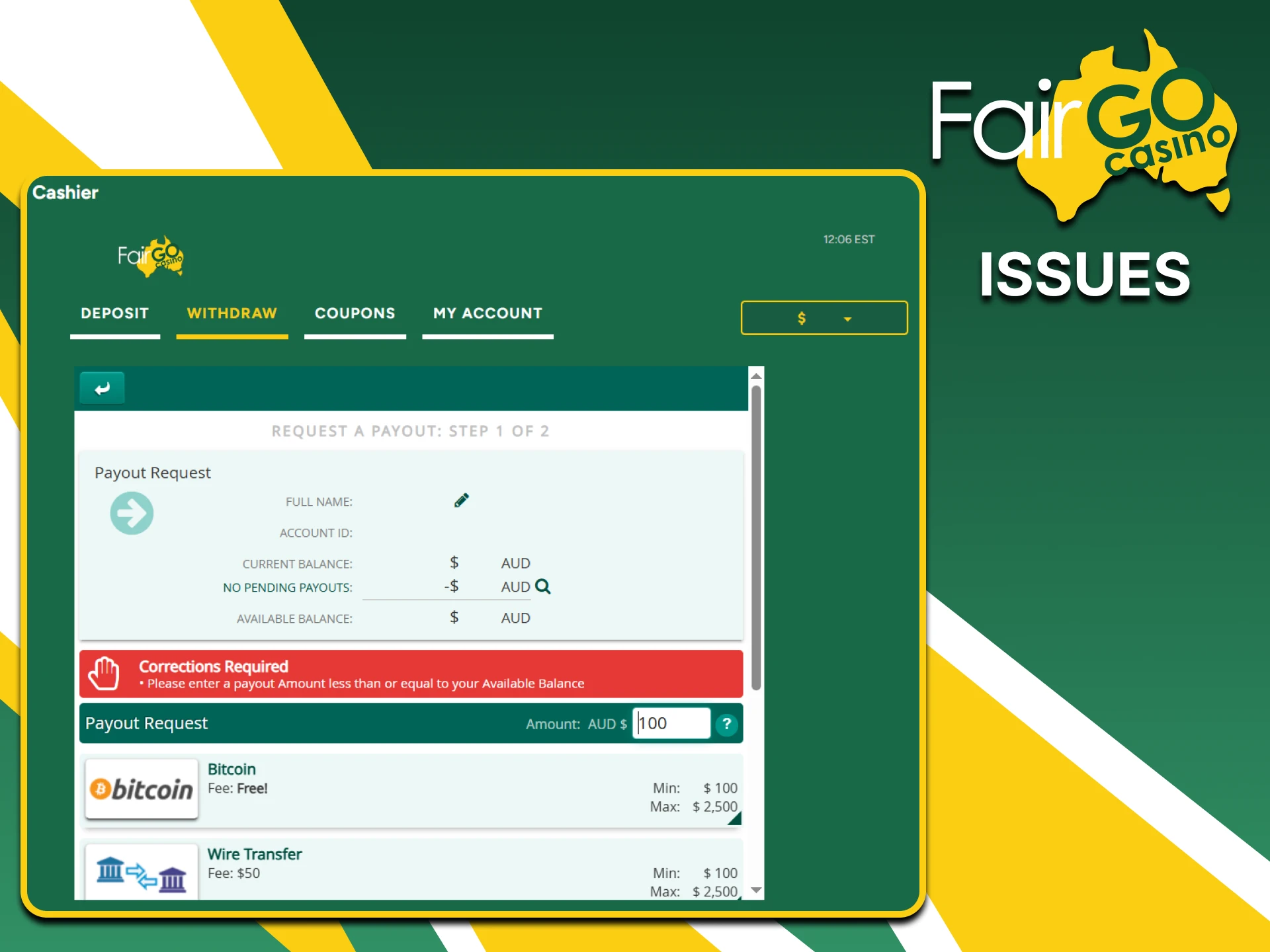 Explore possible problems with withdrawals on Fairgo.